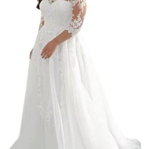 TRHTX Women's Lace Long Sleeve Wedding Dresses for