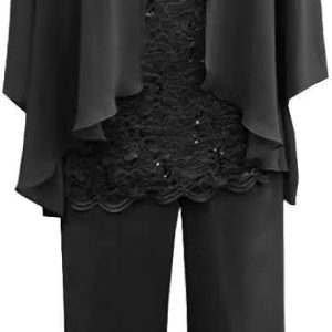 3 Pcs Mother of The Bride Pant Suits for Wedding L