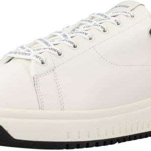 Emporio Armani White Sneakers with Navy Blue Rubbe
