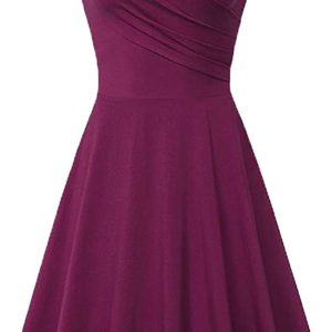 KIKX0DE Women's Elegant V Neck Pleated Cap Sleeve