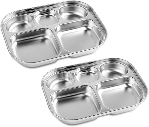 Stainless Steel Divided Plates Tray, 5 Section, Ki