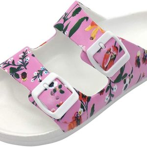 FUNKYMONKEY Women's Comfort Slides Double Buckle A