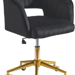 Qtivii Velvet Home Office Chair, Adjustable Swivel