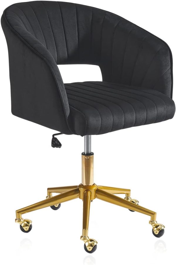 Qtivii Velvet Home Office Chair, Adjustable Swivel