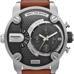 Diesel Grey Dial SS Leather Chronograph Quartz Men