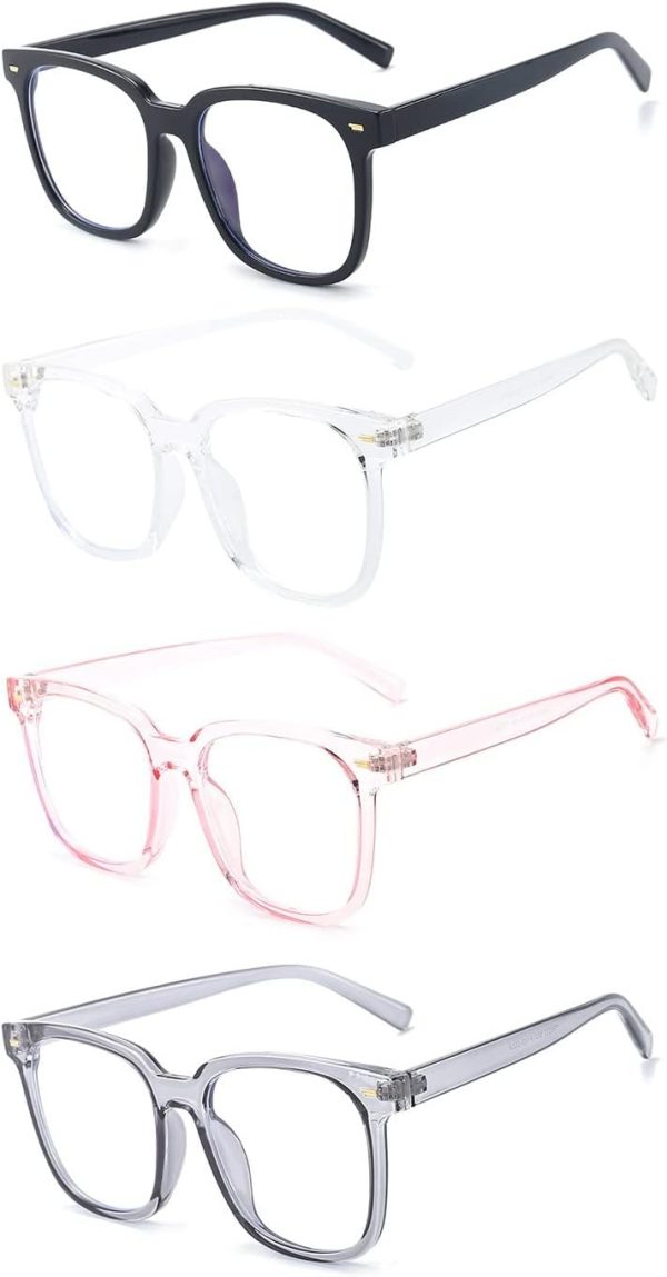 ENSARJOE 4 Pack Blue Light Blocking Glasses Square