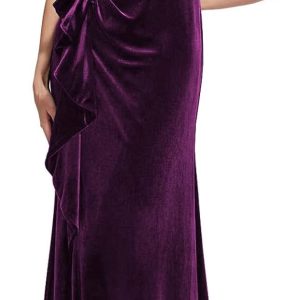 NABN Women's V Neck Wrap Velvet Short Sleeve Elega