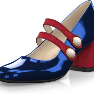 YDN Women Double Straps Round Toe Mary Janes Pearl