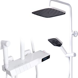 TVBNHU Piano Key Shower System White, Thermostatic