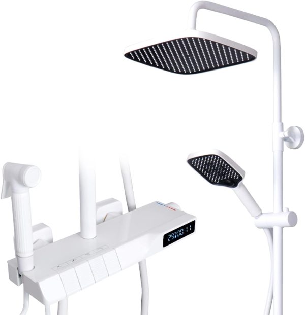 TVBNHU Piano Key Shower System White, Thermostatic