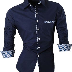 jeansian Men's Slim Fit Long Sleeves Casual Button