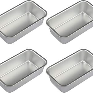 Hemoton 4pcs Mini Aluminum Alloy Loaf Tin Rectangu