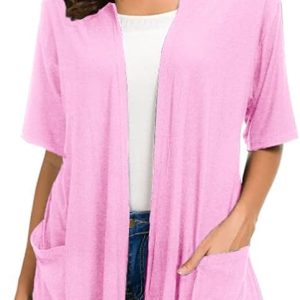 ADANIKI Womens Short Sleeve Open Front Lightweight