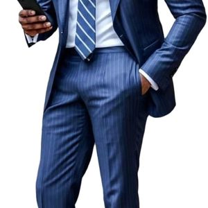 Mens Pinstripe Peaked Lapel 2 Piece Suit for Dail
