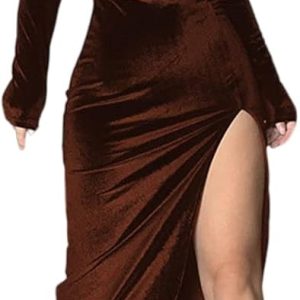 PAODIKUAI Women's Mock Neck Velvet Long Sleeve Wra