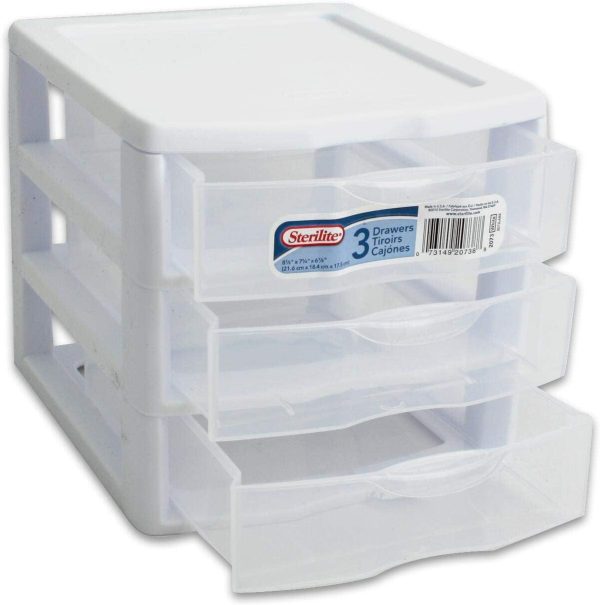 Sterilite Organizer Mini 3 Drawer Wht Sm (Pack of