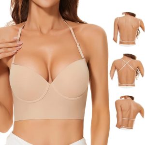 Zlmnp Low Back Bras for Women, Seamless Underwire