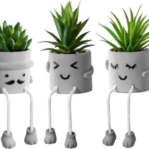 Zerzsy 3pcs Creative Artificial Succulents with Gr