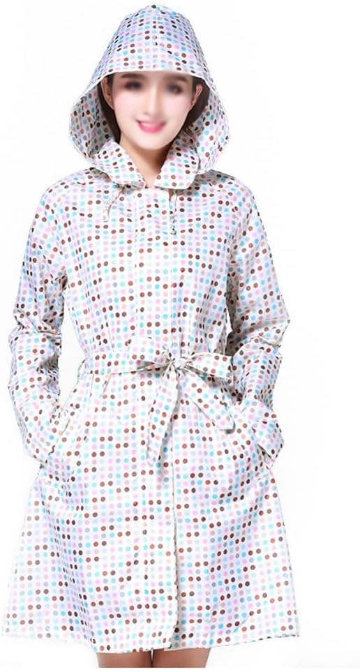 GENIGW Dot Rain Cover Long Raincoat Women's Belt L