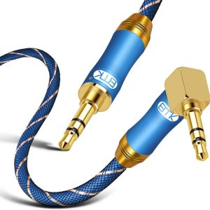 90 Degree Right Angle Aux Cable - 24K Gold-Plated