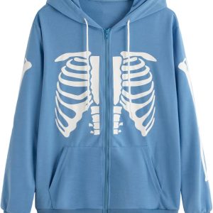 SheIn Men's Graphic Long Sleeve Hoodies Zip Up Dra