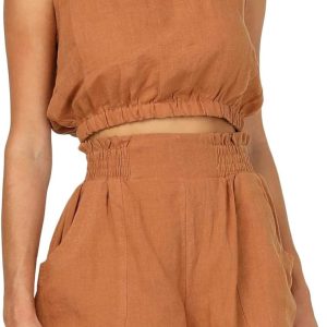 Eurivicy Women's 2 Piece Outfits Sleeveless Crop T