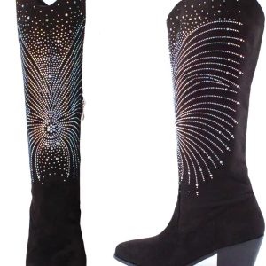 FVEPOMM Women's Knee-high Boots Colorful Rhineston