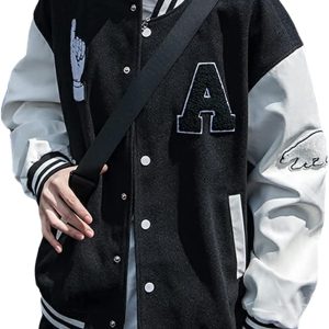 Mens Oversized Baseball Jacket Letter Embroidery R