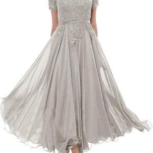 Tea Length Mother of The Bride Dresses Lace Evenin