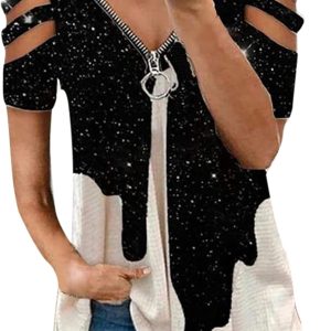 Women Summer Clod Shoulder T-Shirts Tops Trendy Ca