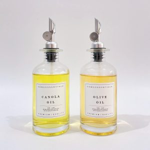 NUFR Oil and Vinegar Dispenser Set, Glass Bottles