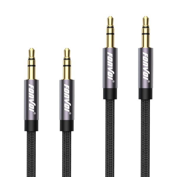 FONVOi 2 Pack AUX Cable(4FT,1.2M), Braided 3.5mm A