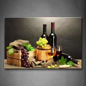 Grape Wine in Bottle Cups Wall Art Painting The Pi