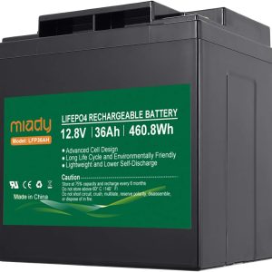 Miady 12V 36Ah Lithium Phosphate Battery, Over 200