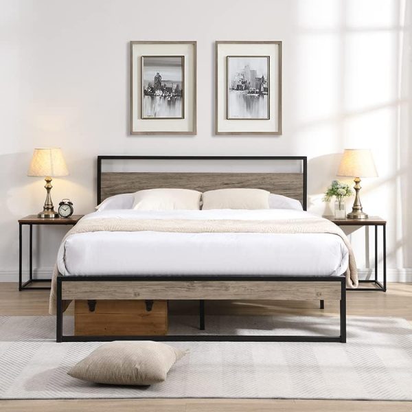 Bed Frame with Wooden Headboard