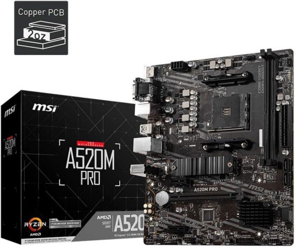 MSI Pro AMD A520 AM4 Micro ATX DDR4-SDRAM Motherbo