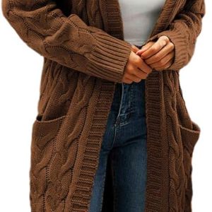 Women's Cable Knit Long Sleeve Sweater Cardigan Op