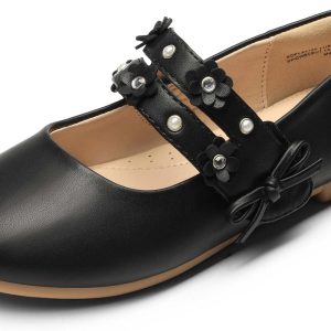 DREAM PAIRS Flower Girl Ballet Flats Pearls Bow Ba