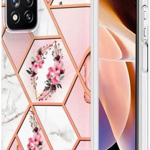 Marble Flowers Crown Painted Back Cover Compatible