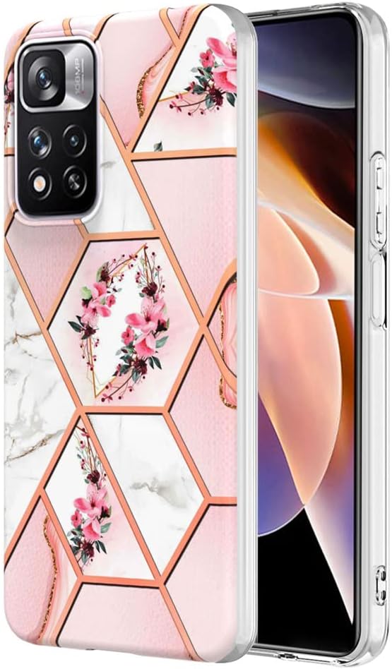 Marble Flowers Crown Painted Back Cover Compatible