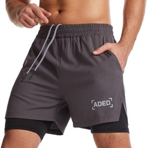 Ziuwabor Men's Running Shorts Double Layer Gym Wor