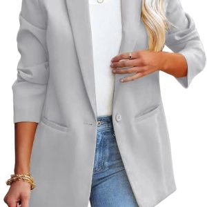 LCRRRN Womens Casual Loose Blazers Long Sleeve Poc