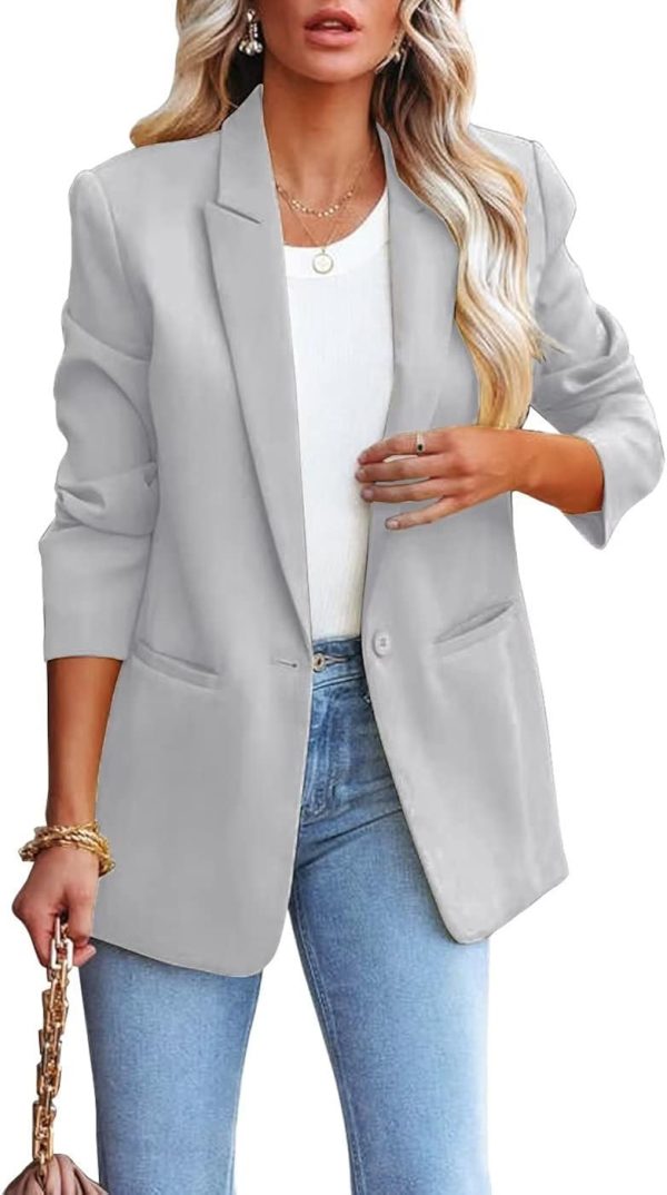 LCRRRN Womens Casual Loose Blazers Long Sleeve Poc