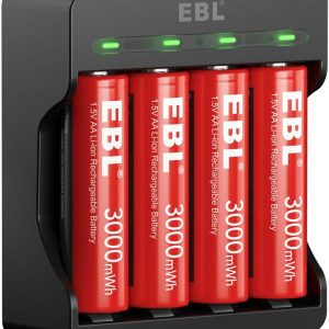 EBL 4 Pack 1.5V Rechargeable Lithium AA Batteries