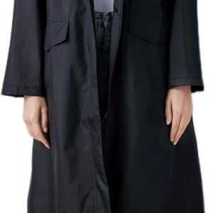 Freesmily Womens Stylish Long Raincoat Rain Jacket