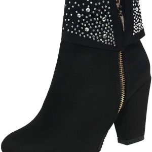 Caradise Womens Faux Suede Chunky Heeled Booties Z