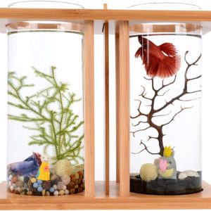 Creative Bamboo and Wood Ecological Fish Tank Dual