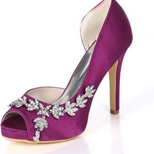 Women Sandals Heels Peep Toe Wedding Shoes Satin B