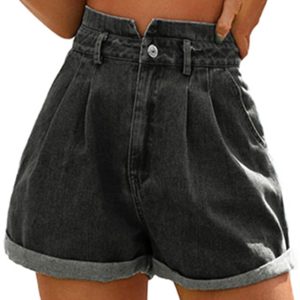 JASAMBAC Women's High Waisted Denim Shorts Rolled