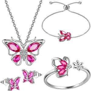925 Sterling Silver Birthstone Butterfly Jewelry W